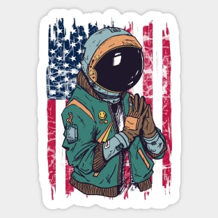 4th of July astronaut patriotic astronaut moon landing  american astronaut Sticker